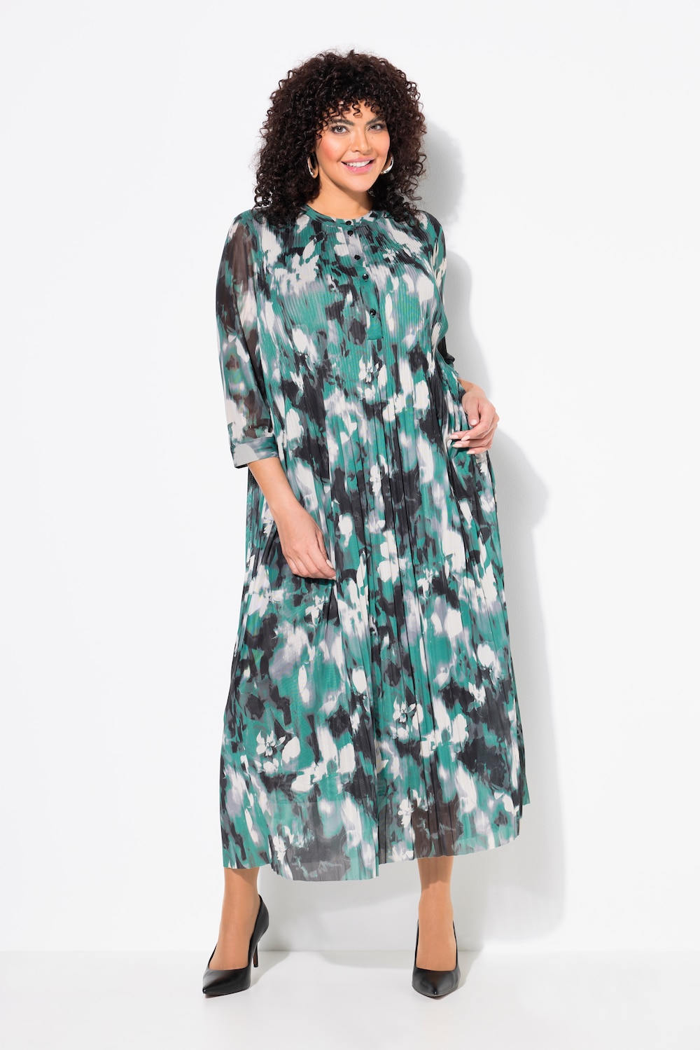 Große Größen Mesh-Maxikleid, Damen, türkis, Größe: 48, Polyester, Ulla Popken