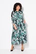 Robe maxi en mesh, plis fantaisie, décolleté rond et manches 3/4