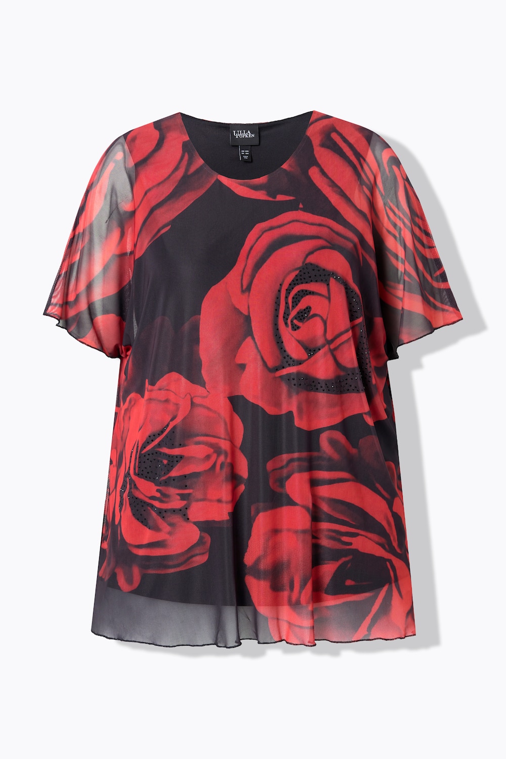 Stora storlekar Chiffongblus, Dam, svart, storlek: 42/44, Polyester, Ulla Popken