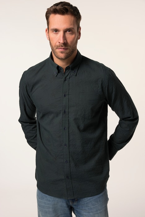 Chemise JP 1880 imprimé all-over, manches longues et col à pointes boutonnées, coupe Modern Fit - jusqu'au 8 XL