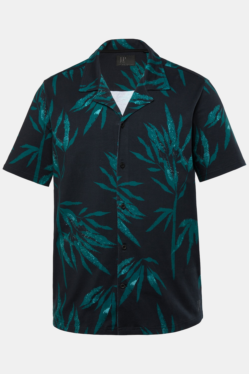 JP 1880 Jerseyhemd FLEXNAMIC®, Halbarm, Alloverprint, Cuba-Kragen, Cuba-Fit, bis 8 XL