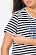 T-shirt, strepen, classic, ronde hals, halflange mouwen