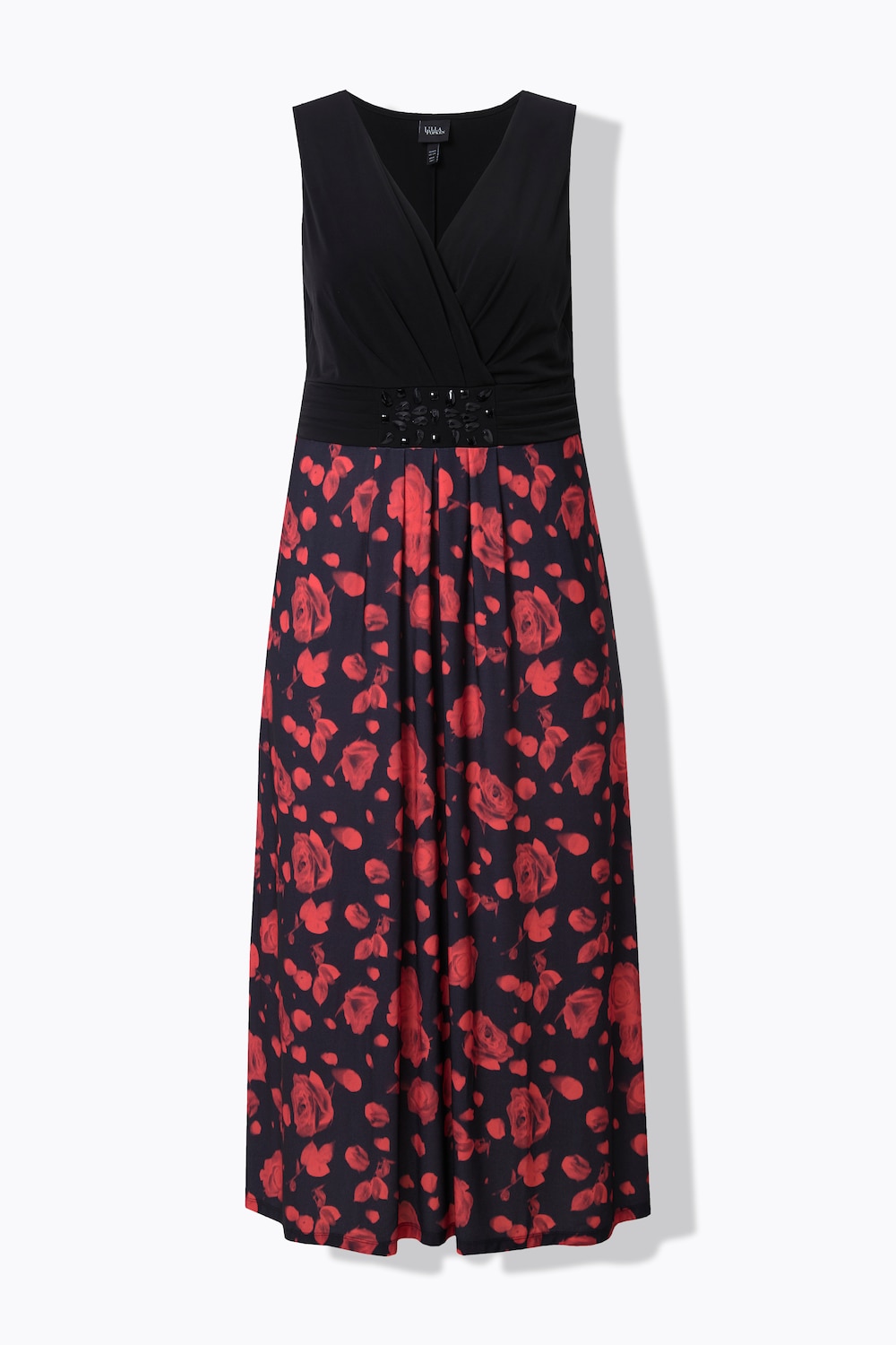 Stora storlekar Maxiklänning i A-linjemodell, Dam, svart, storlek: 50/52, Polyester, Ulla Popken