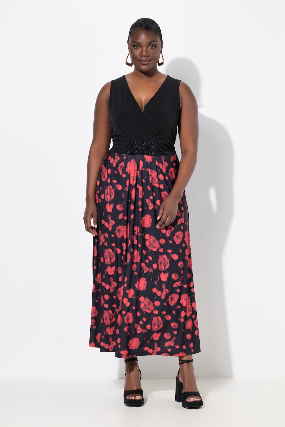 Thumbnail - Große Größen Maxikleid, Damen, schwarz, Größe: 46/48, Polyester, Ulla Popken