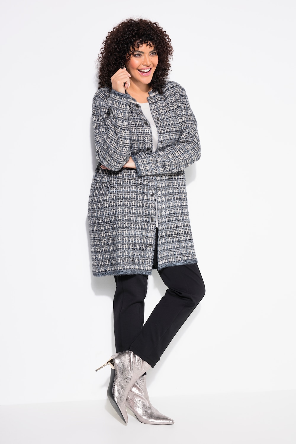 Große Größen Long-Strickjacke, Damen, grau, Größe: 62/64, Synthetische Fasern, Ulla Popken