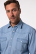 Chemise en jean JP 1880, manches longues et col Kent, surpiqûre dans le dos, coupe Modern Fit - jusqu'au 8 