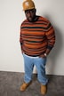STHUGE sweater, strikmønster, rund hals, op til 8XL