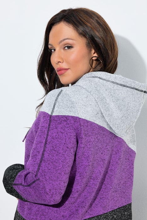 Veste en maille polaire, capuche et fermeture zippée, esprit « colour block »