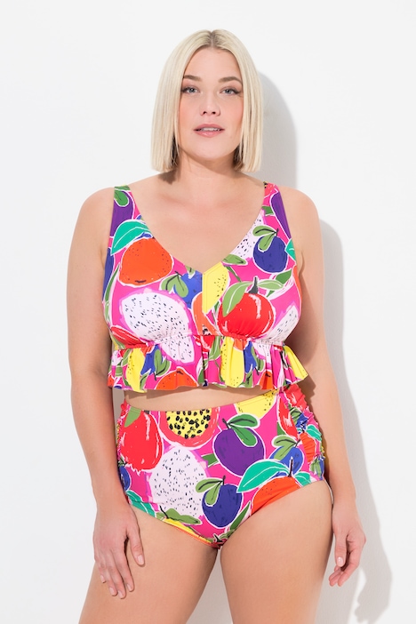 Fruit Print Ruffled Two Piece Bikini Set