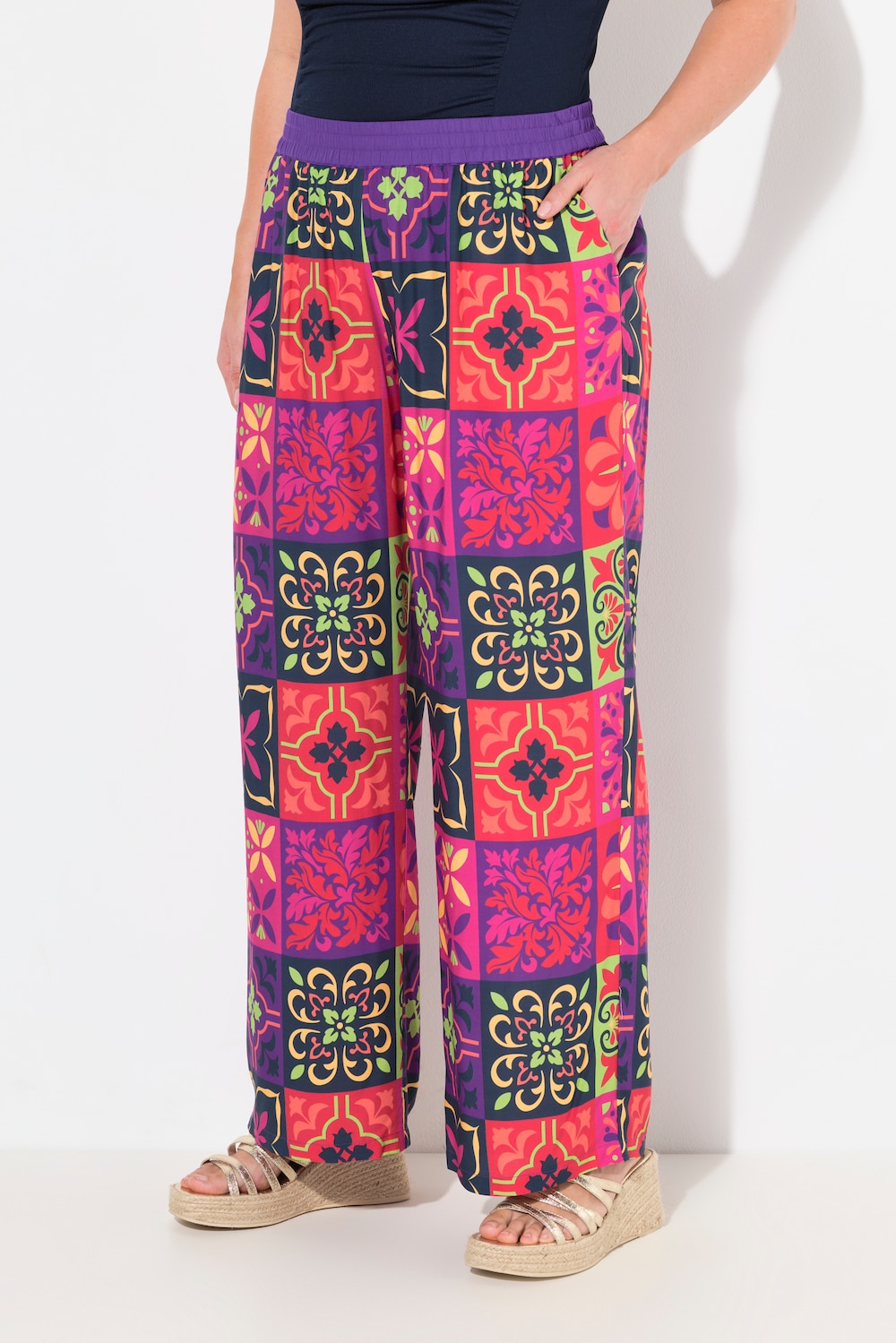 Große Größen Palazzohose, Damen, lila, Größe: 58/60, Viskose, Ulla Popken