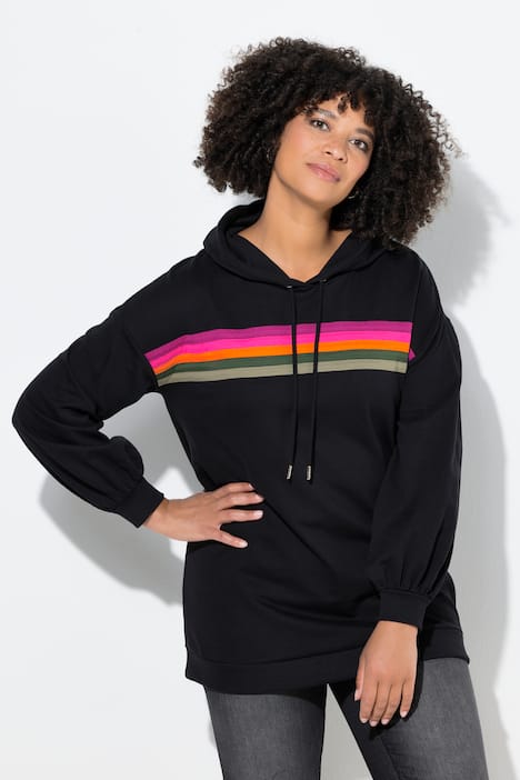 Hoodie, farvede striber, lange ballonærmer