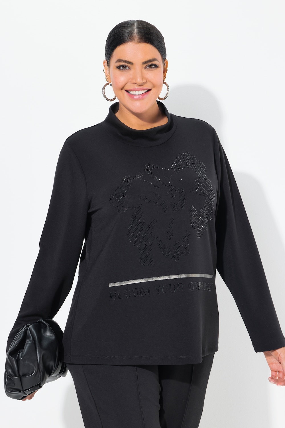 Große Größen Sweatshirt, Damen, schwarz, Größe: 62/64, Synthetische Fasern/Polyester, Ulla Popken