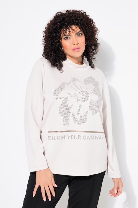 Rhinestone Flower Long Sleeve Sweatshert