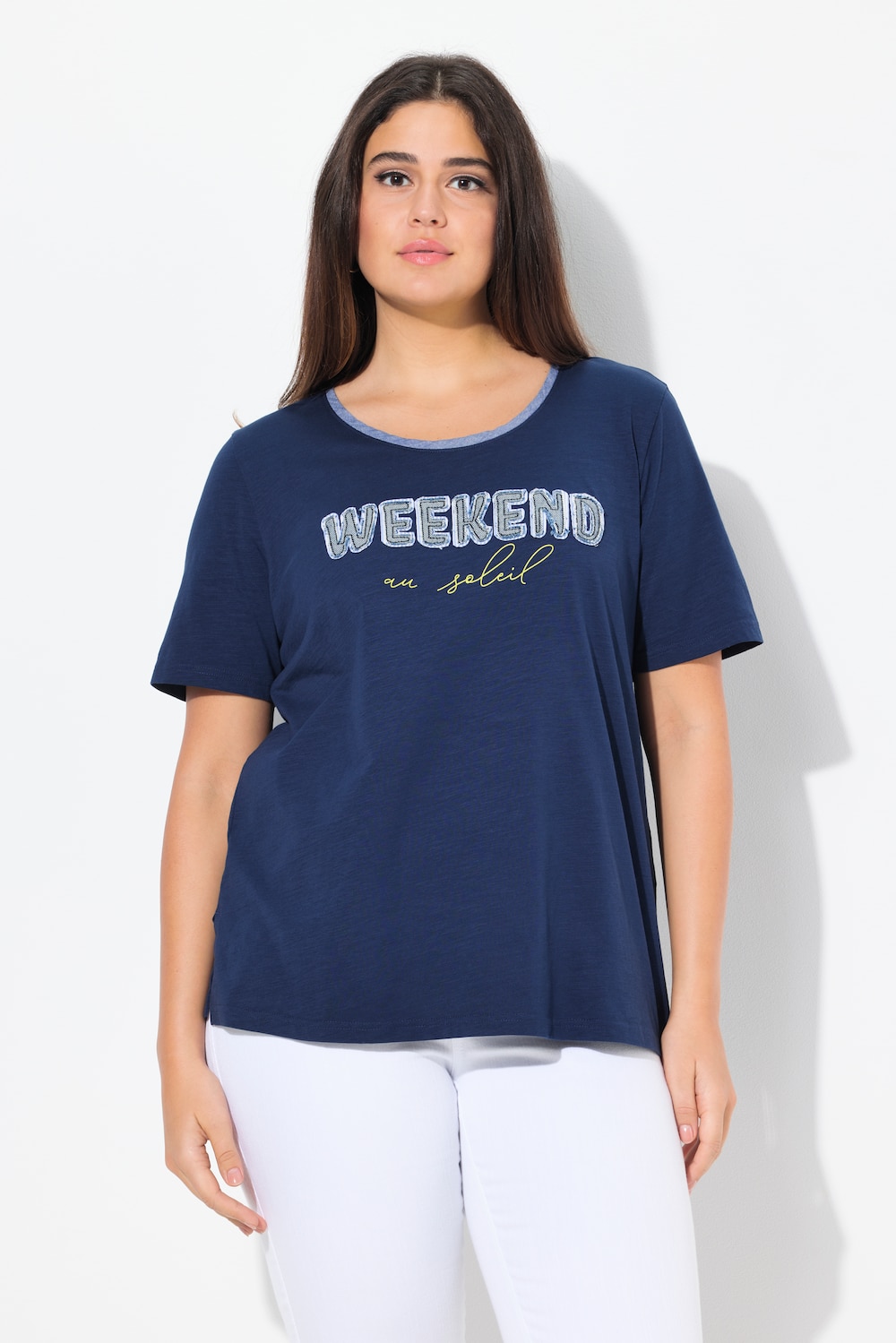 Große Größen T-Shirt, Damen, blau, Größe: 46/48, Baumwolle, Ulla Popken