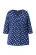Tričko, puntíky, A střih, ozdobné sklady, výstřih do V, 3/4 rukávy