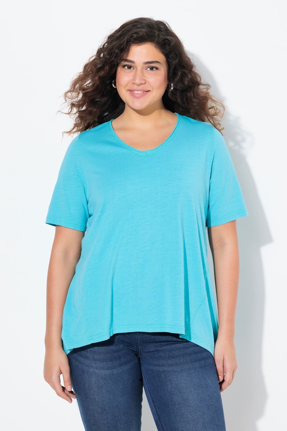 Große Größen T-Shirt, Damen, türkis, Größe: 42/44, Baumwolle, Ulla Popken