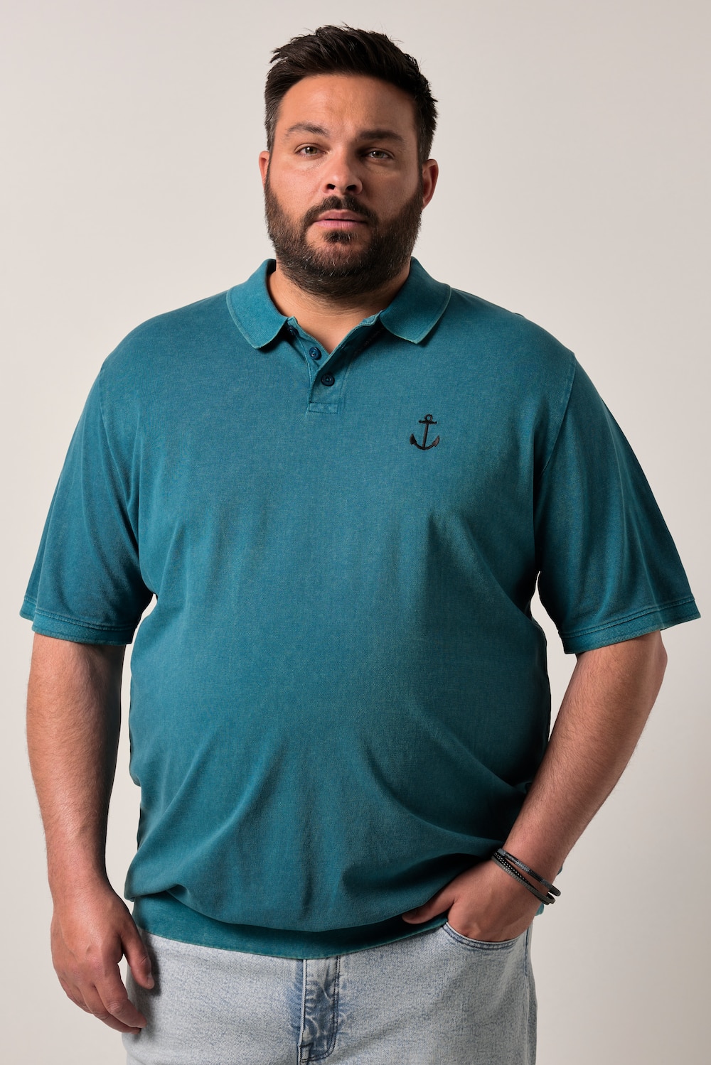 Men+ poloshirt, buikfit, korte mouw, vintage look, tot 8XL