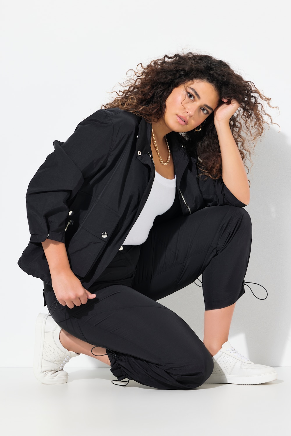 Große Größen Jacke, Damen, schwarz, Größe: 42/44, Synthetische Fasern, Ulla Popken