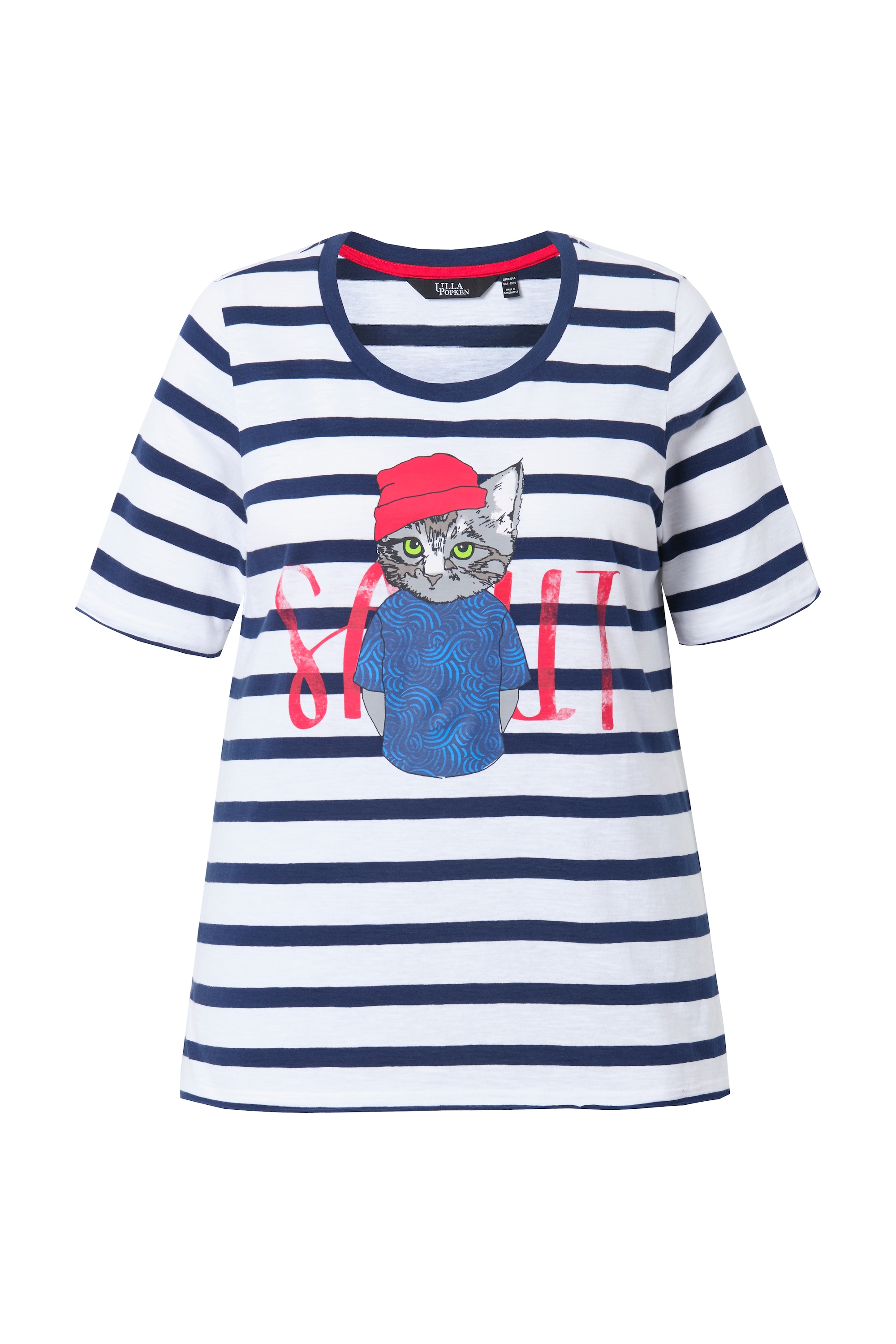 Ulla Popken Damen große Größen T Shirt Katze A Linie Rundhals Halbarm 836014
