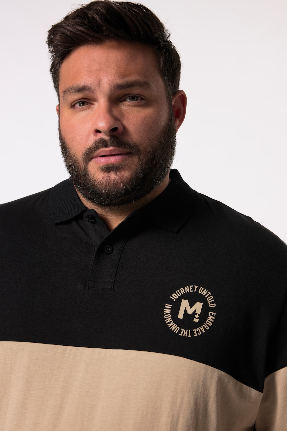 Stora storlekar Pikétröja bellyfit, Her, svart, storlek: 3XL, Bomull, Men Plus