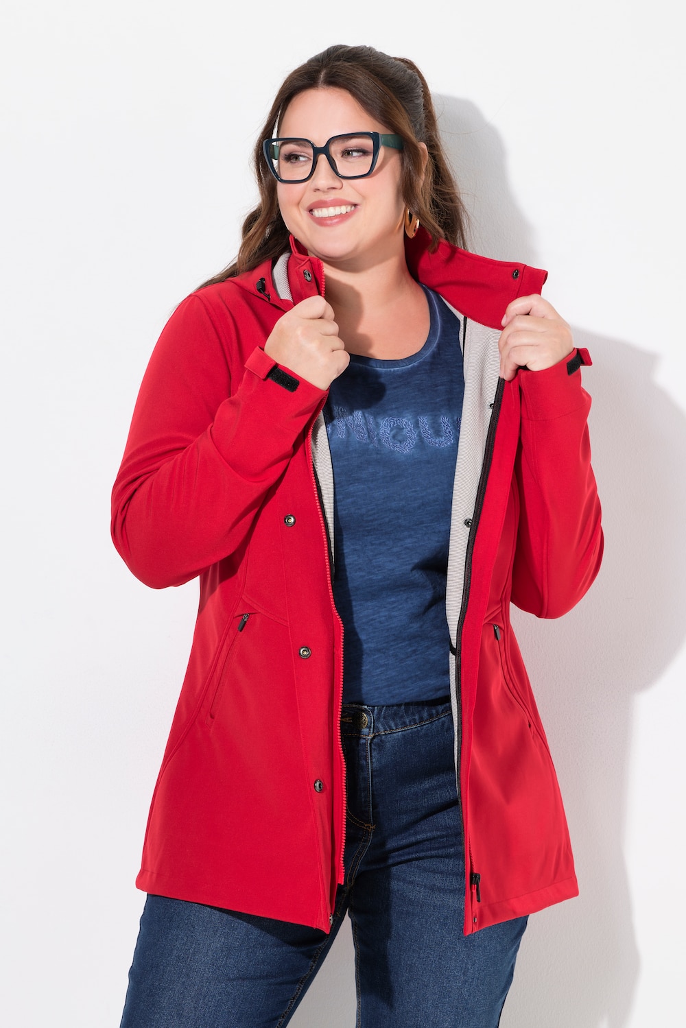 Große Größen HYPRAR Softshell-Longjacke, Damen, rot, Größe: 62/64, Polyester, Ulla Popken