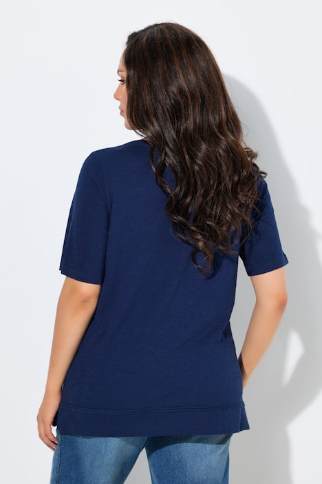 T-shirt, zeesterren, open afgewerkt, V-hals, korte mouwen