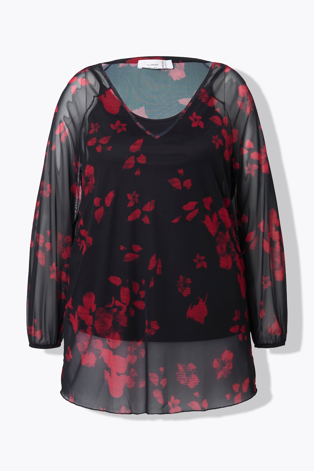 Stora storlekar Blus, Dam, svart, storlek: 46, Polyester/Elastan, Mia Moda