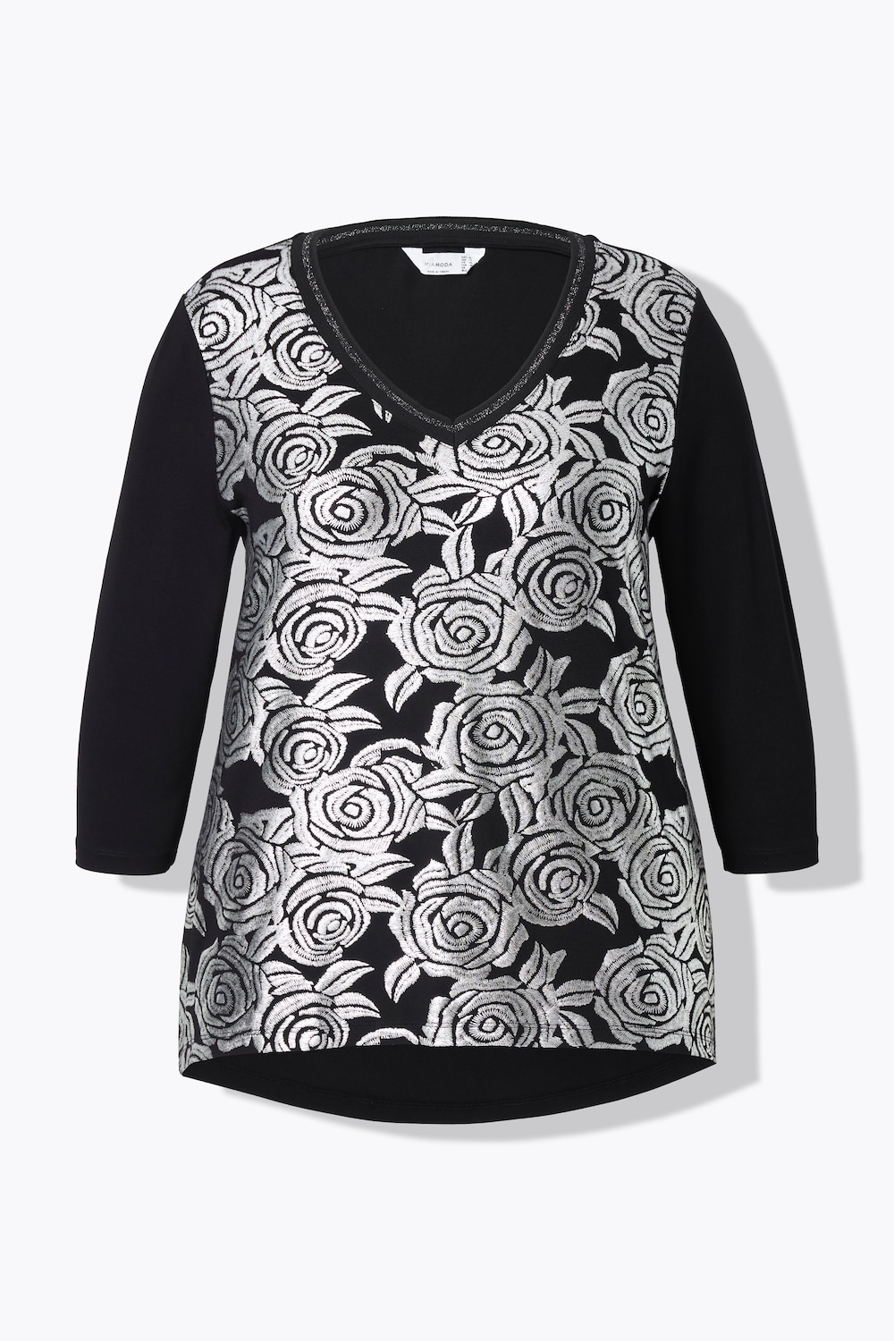 Stora storlekar T-shirt, Dam, svart, storlek: 44, Viskos/Polyester, Mia Moda