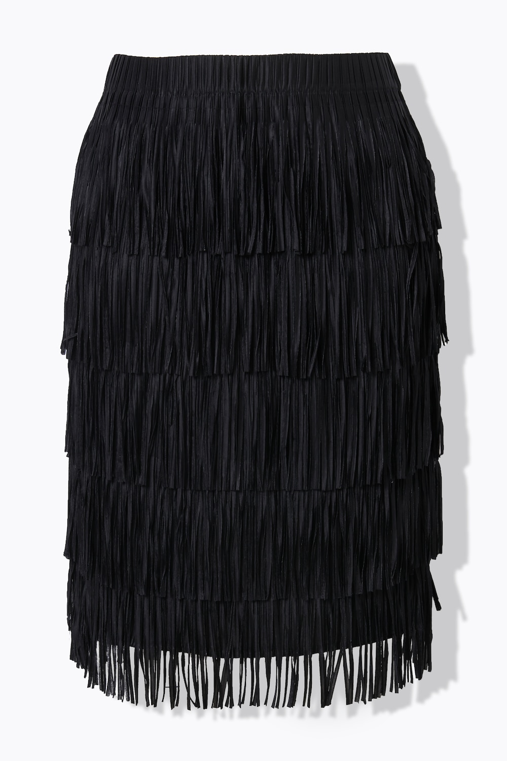 Stora storlekar Kjol med fransar, Dam, svart, storlek: 42, Polyester, Mia Moda