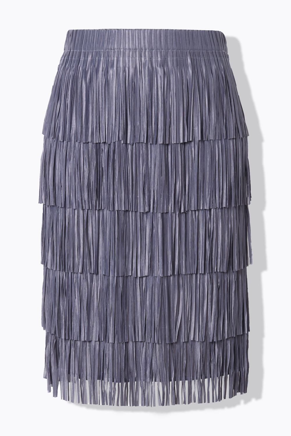 Stora storlekar Kjol med fransar, Dam, grå, storlek: 56, Polyester, Mia Moda