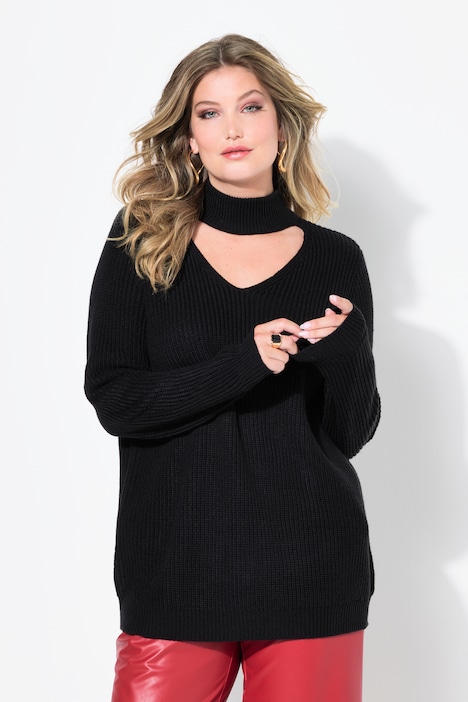 Pullover, Regular Fit, V-Ausschnitt mit Choker