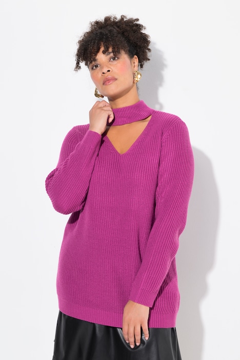 Pullover, Regular Fit, V-Ausschnitt mit Choker