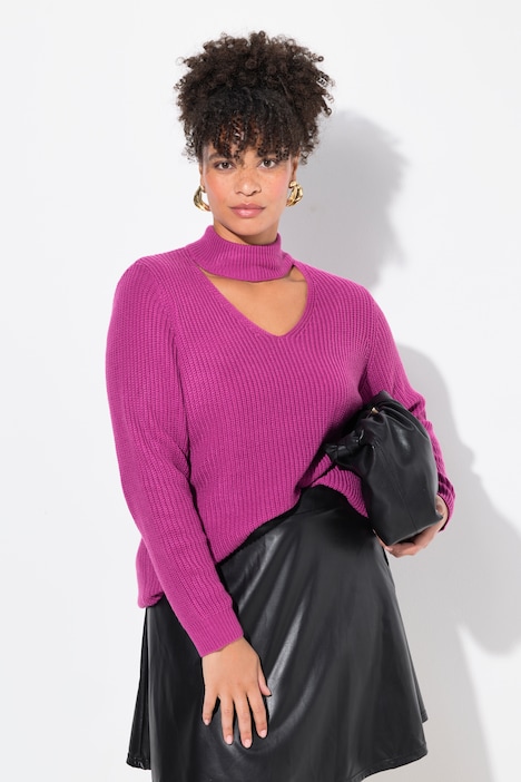 Pullover, Regular Fit, V-Ausschnitt mit Choker