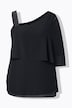 Chiffon-Bluse, One-Shoulder-Überwurf, A-Linie, 3/4-Arm
