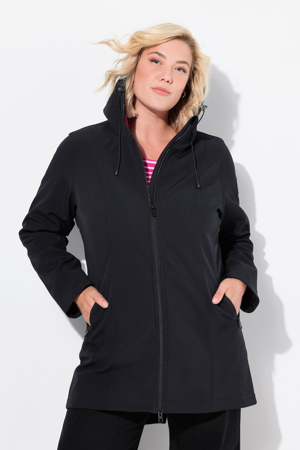 Große Größen HYPRAR Long-Softshelljacke, Damen, schwarz, Größe: 58/60, Polyester, Ulla Popken