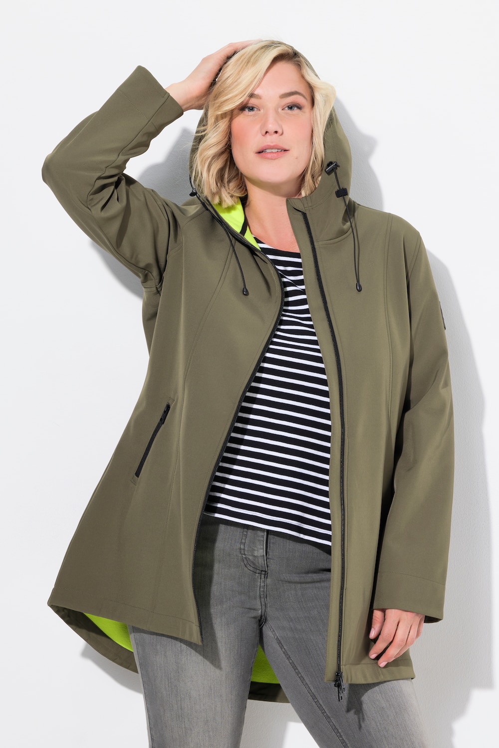 Große Größen HYPRAR Long-Softshelljacke, Damen, grün, Größe: 58/60, Polyester, Ulla Popken