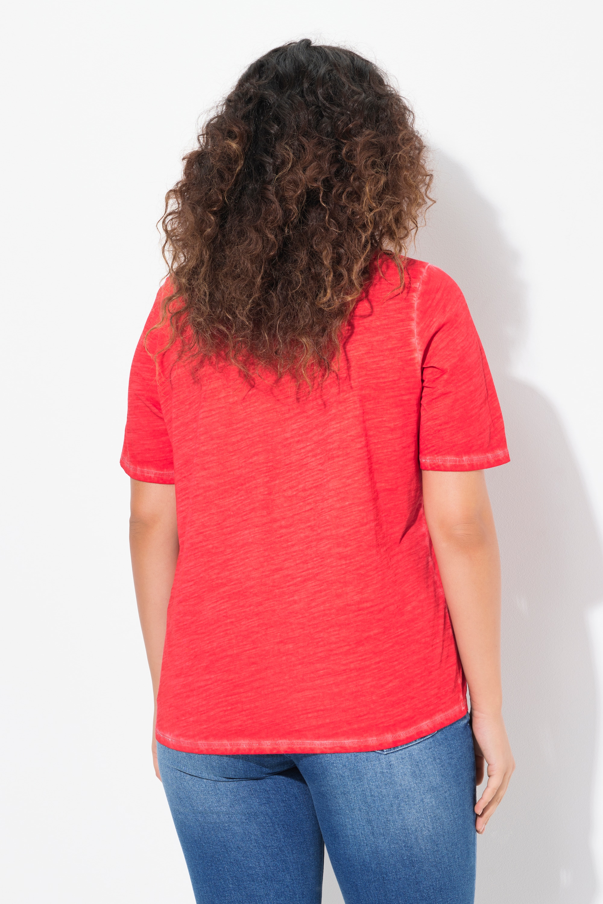 Ulla Popken Damen große Größen T Shirt Zieröse Classic V Ausschnitt