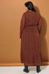 Robe maxi à motif léopard. Coupe trapèze et patte de boutonnage