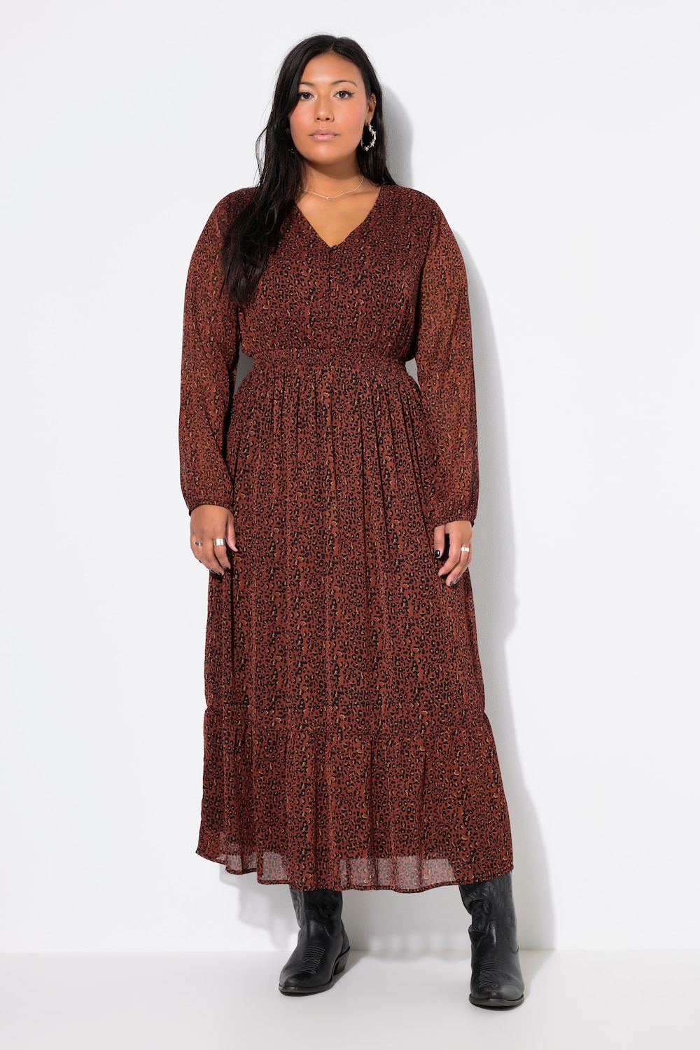 Leo-Maxikleid, A-Line, Leo, Knopfleiste