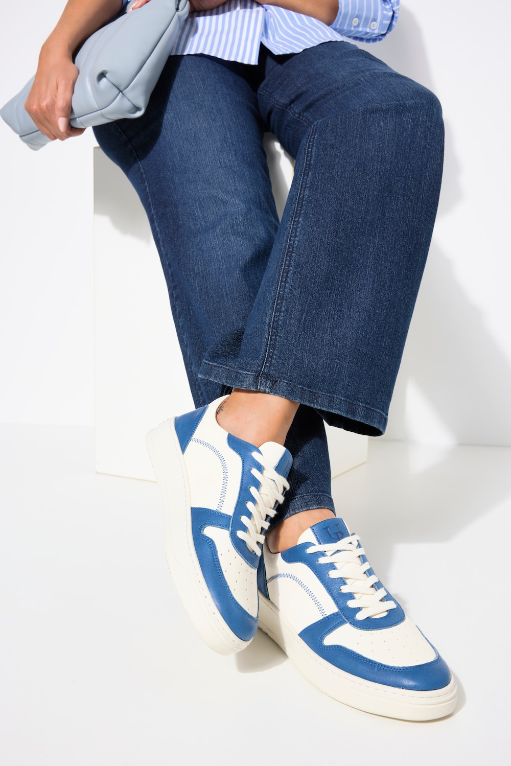 Leder-Sneaker, Damen, blau, Größe: 43, Leder, Ulla Popken