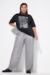 Pantalón, pernera ancha, lentejuelas, cintura elástica