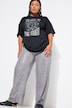 Pantalón, pernera ancha, lentejuelas, cintura elástica