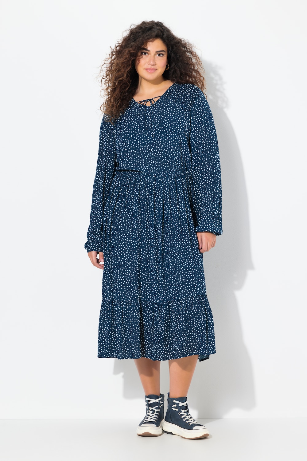 Große Größen Midikleid, Damen, blau, Größe: 46/48, Viskose, Ulla Popken