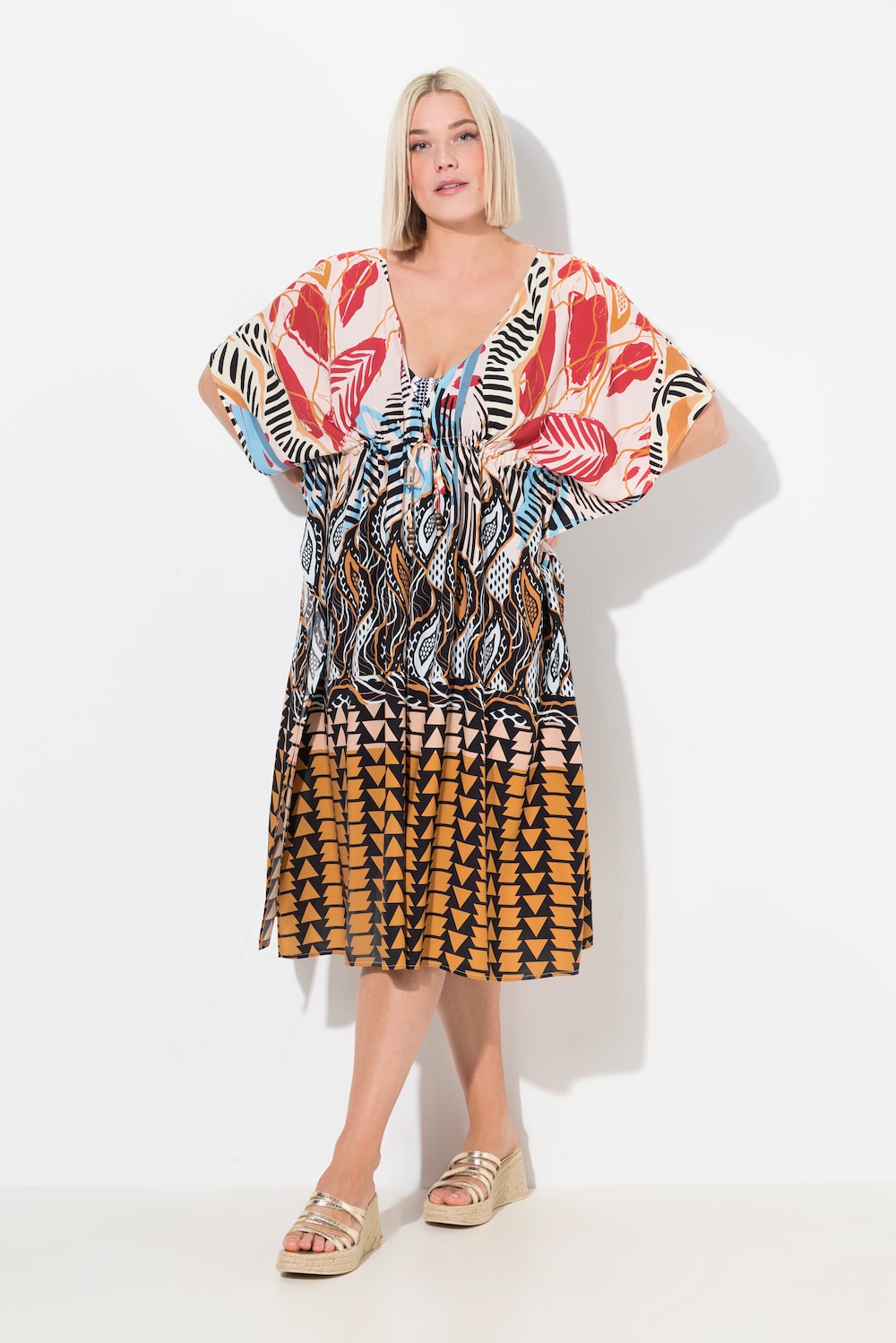 Große Größen Kaftan, Damen, beige, Größe: 1=42-48, Viskose, Ulla Popken