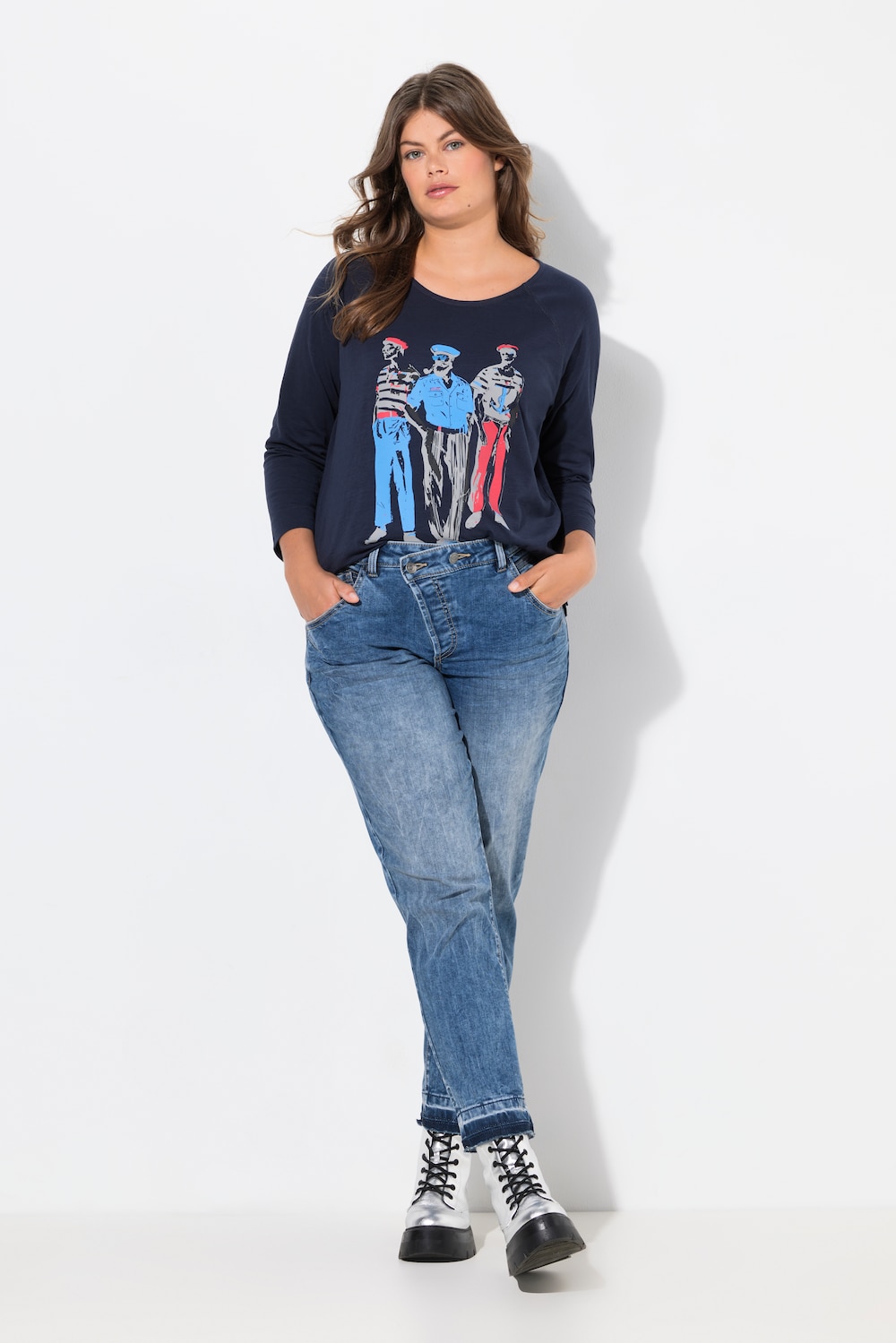 Große Größen Boyfriend-Jeans, Damen, blau, Größe: 50, Baumwolle, LAURASON