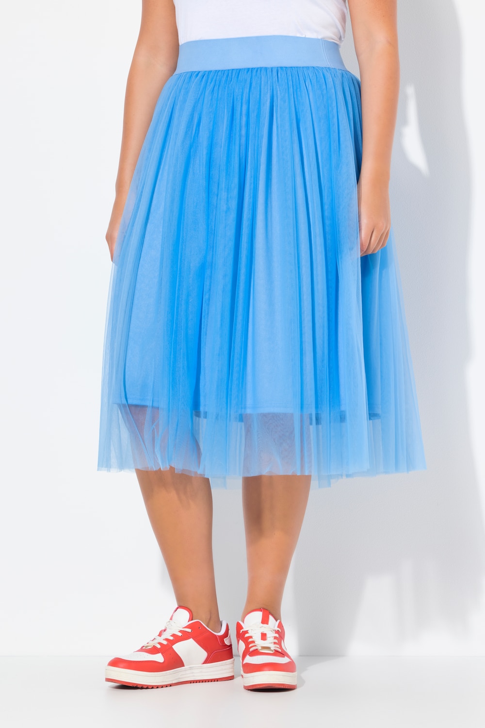 Große Größen Tüll-Midirock, Damen, blau, Größe: 54/56, Polyester, Ulla Popken