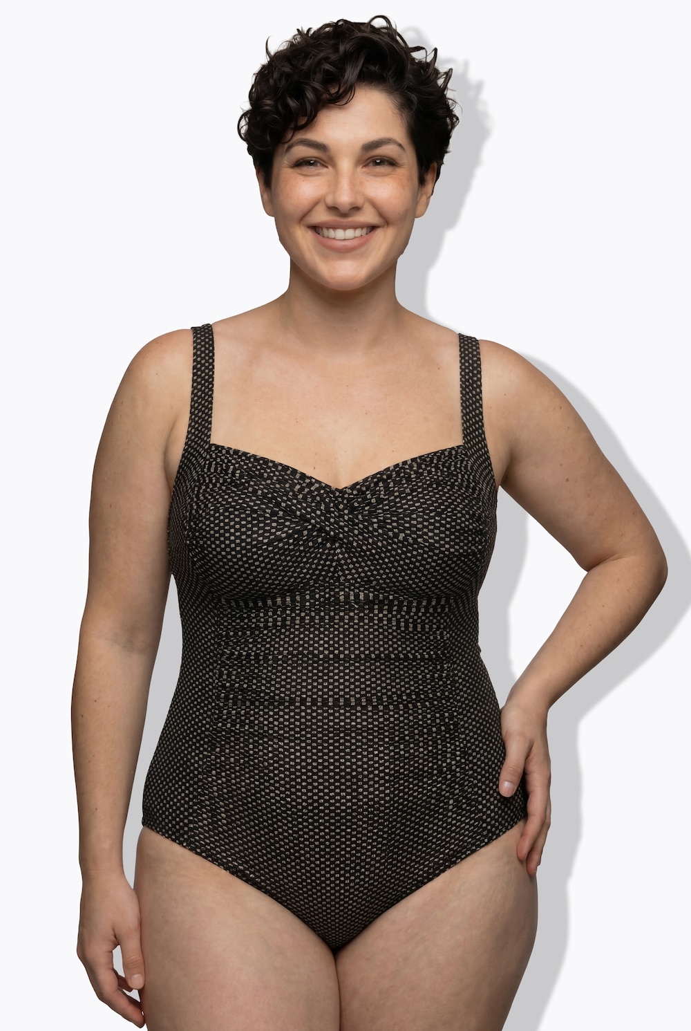 Badeanzug, Metallic, Softcups, Powermesh-Vorderfutter