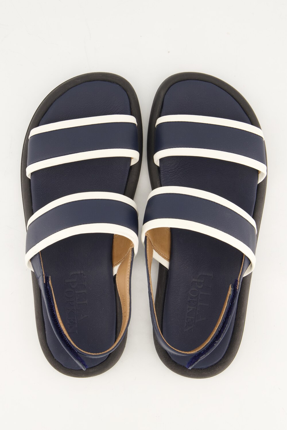 Stora storlekar Skinnsandaler, Dam, blå, storlek: 45, Läder, Ulla Popken