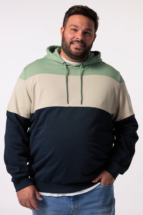 Men+ Hoodie, Kapuzensweater, Colorblocking, bis 8 XL