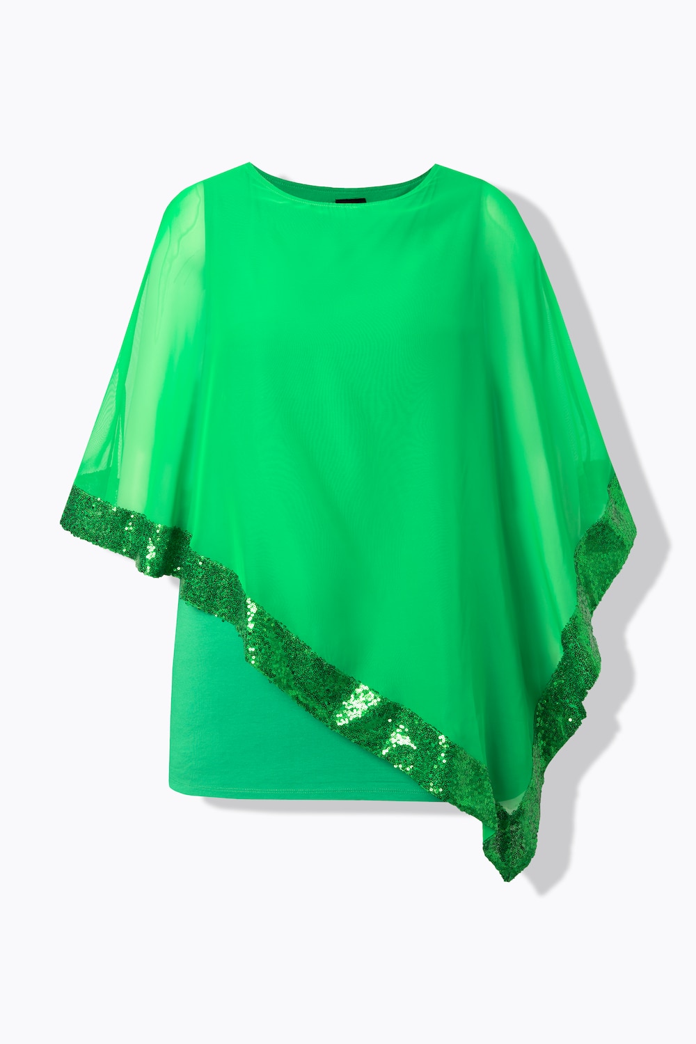 Stora storlekar Blus med chiffongsjal, Dam, grön, storlek: 54/56, Polyester/Viskos, Ulla Popken
